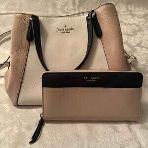 Kate Spade Jackson Triple Compartment Medium Satchel Crossbody w/Matching Wallet